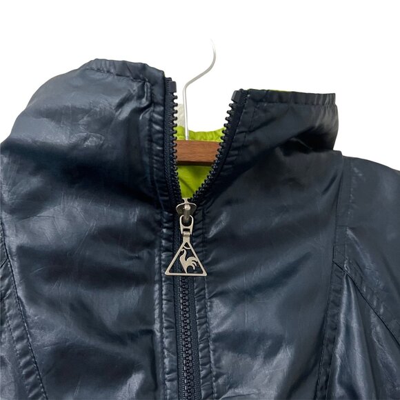 90s Le Coq Sportif Navy Lime Green Windbreaker Jacket Pants 2 Pc Set Size Small - Picture 3 of 13